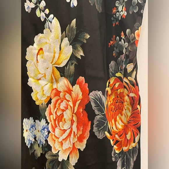 JOHNNY WAS, ELEGANT MIXED FLORAL PRINT, MAXI DRESS BLACK SILK LINING SIZE PXXL - Picture 7 of 16